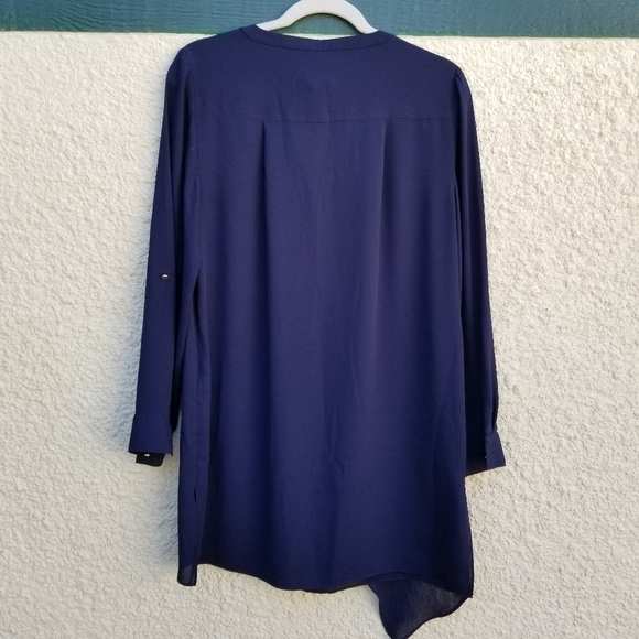 Chico's navy popover tunic blouse with layered detail size 0 or small - Picture 2 of 10